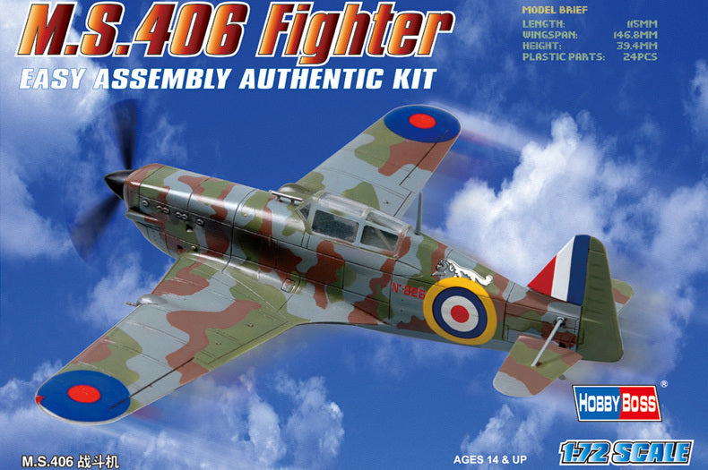 HB80235 HobbyBoss 1/72 MS.406 Fighter Plastic Model Kit [80235] HobbyBoss