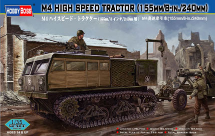HB82408 HobbyBoss 1/35 M4 High Speed Tractor(155mm/8-in./240mm) Plastic Model Kit [82408] HobbyBoss