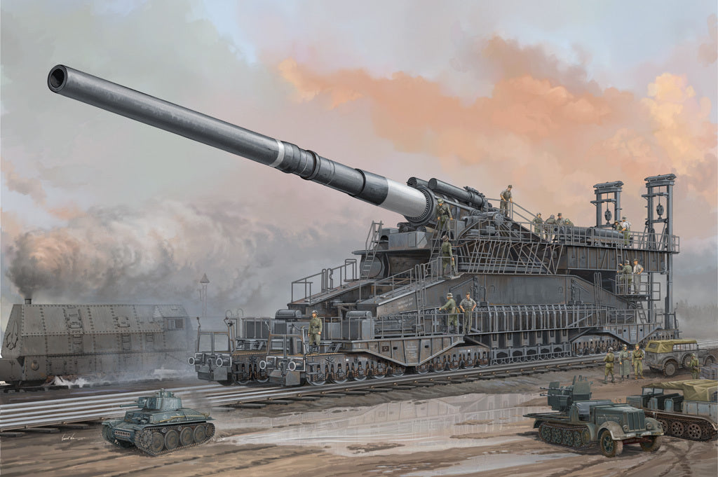 HB82911 HobbyBoss 1/72 German 80cm K(E) Railway Gun "Dora" Plastic Model Kit [82911] HobbyBoss