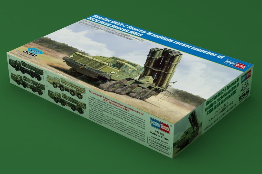 HobbyBoss 1/72 Russian 9A52-2 Smerch-M multiple rocket launcher of RSZO 9k58 Smerch MRLS Plastic Model Kit