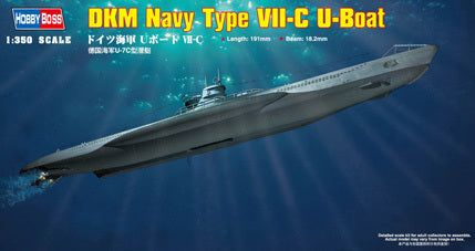 HB83505 HobbyBoss 1/350 DKM Navy Type VII-C U-Boat Plastic Model Kit [83505]