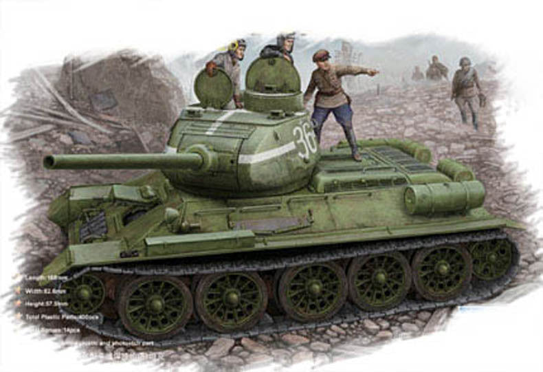 HB84807 HobbyBoss 1/48 Russian T-34/85 (1944 flattened turret) tank Plastic Model Kit [84807] HobbyBoss
