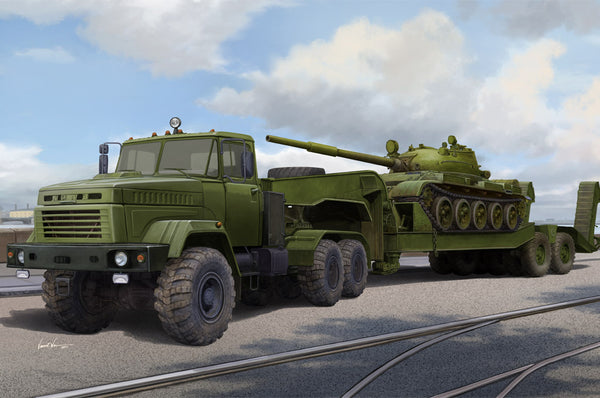 HB85513 HobbyBoss 1/35 Ukraine KrAZ-6446 Tractor with MAZ/ChMZAP-5247G semitrailer Plastic Model Kit [85513]