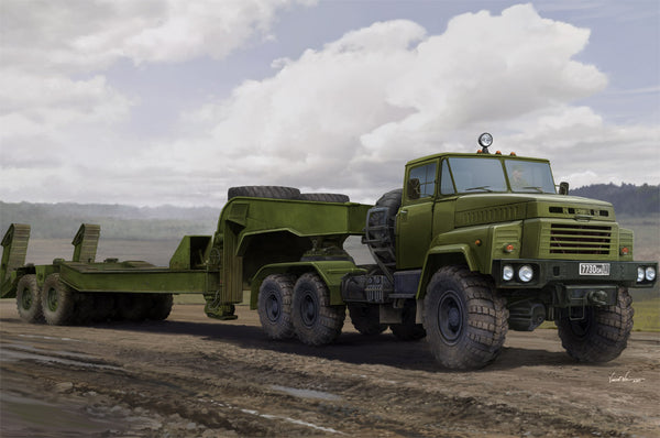 HB85523 HobbyBoss 1/35 Russian KrAZ-260B Tractor with MAZ/ChMZAP-5247G semitrailer Plastic Model Kit [85523]
