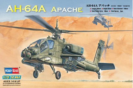 HB87218 HobbyBoss 1/72 AH-64A Apache Attack Helicopter Plastic Model Kit [87218]