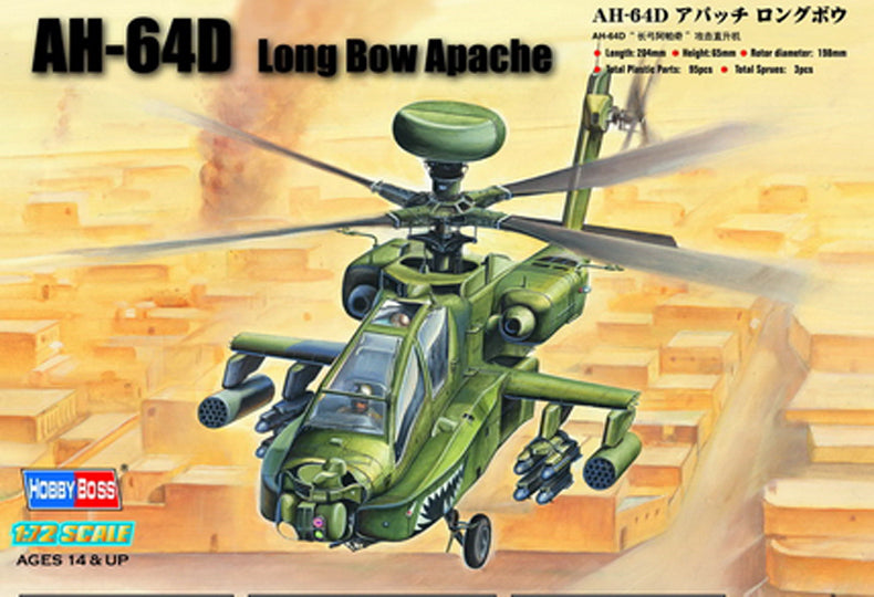 HB87219 HobbyBoss 1/72 AH-64D "Long Bow Apache" Plastic Model Kit [87219]