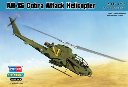 HB87225 HobbyBoss 1/72 AH-1S Cobra Attack Helicopter Plastic Model Kit [87225] HobbyBoss