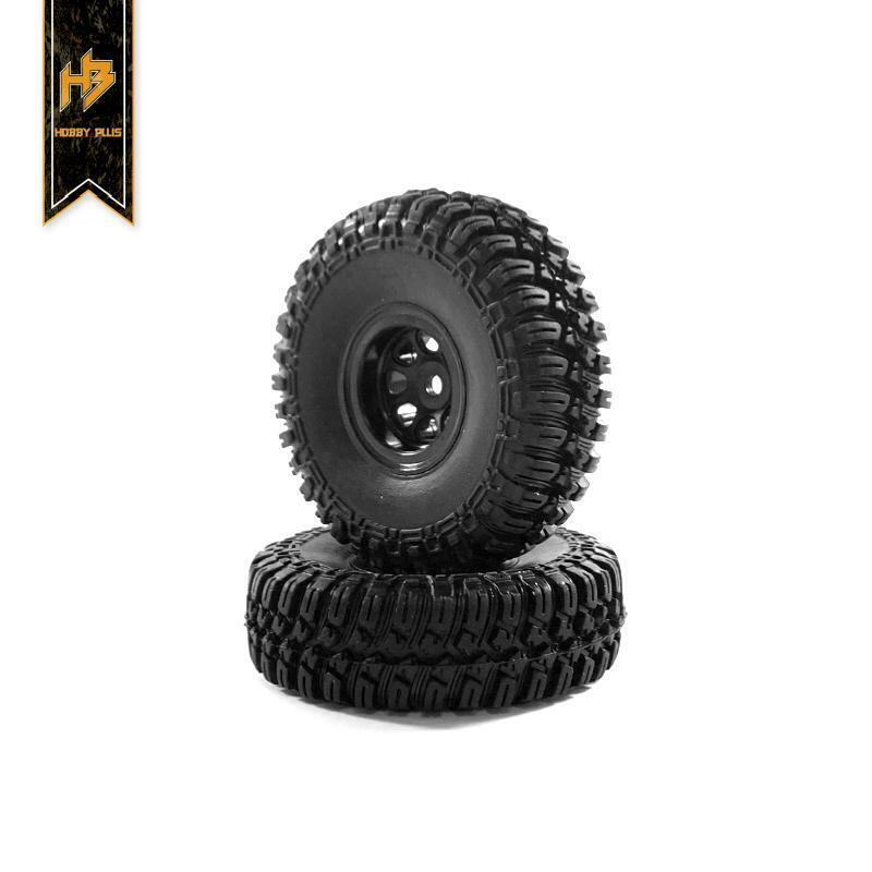 HBP240081 Hobby Plus CR-18 1.0 GRABBER M/T Tire Set (Black Wheel) Hobby Plus
