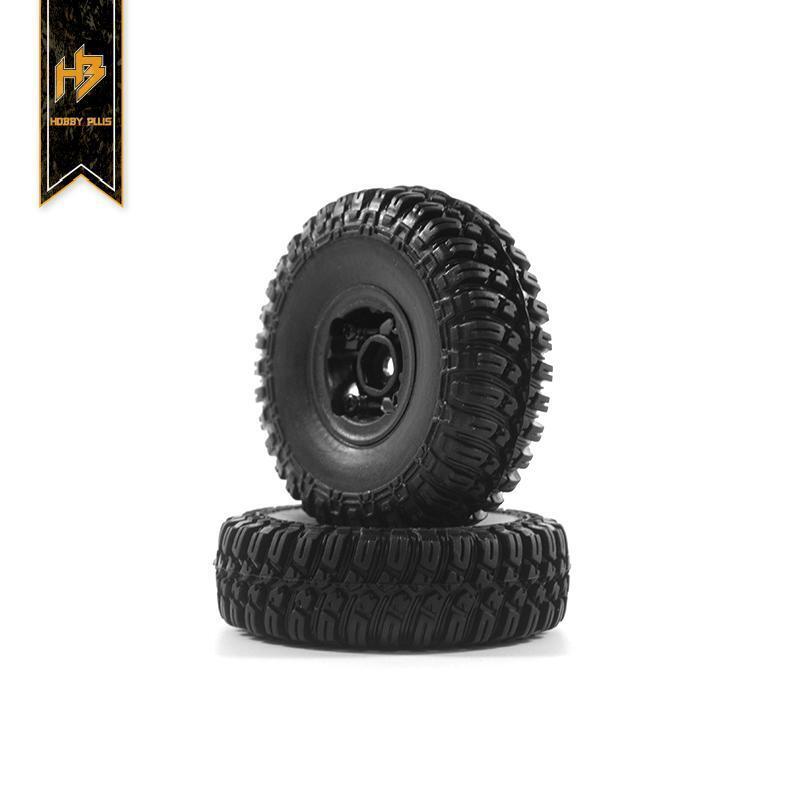 HBP240082 Hobby Plus CR-18 1.0 T-FINDER A/T Tire Set (Black Wheel) (4pcs) Hobby Plus