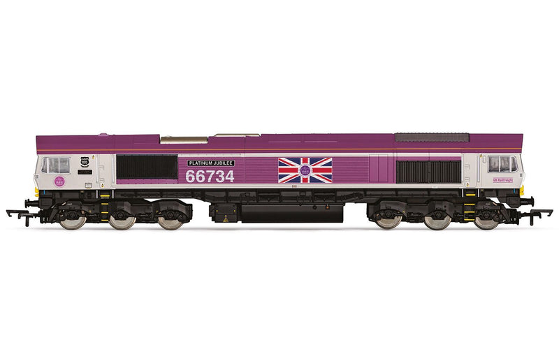 R30332 HORNBY GBRF, CLASS 66, CO-CO, 66734 PLATINUM JUBILEE - ERA 10