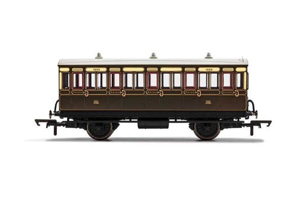 R40112A HORNBY GWR 4 WHEEL COACH 3RD CLASS FITTED LIGHTS 1882 - ERA 2/3