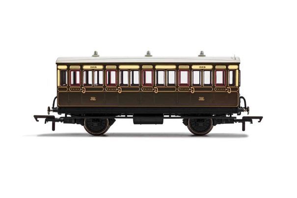 R40112 HORNBY GWR 4 WHEEL COACH 3RD CLASS FITTED LIGHTS 1889 - ERA 2/3