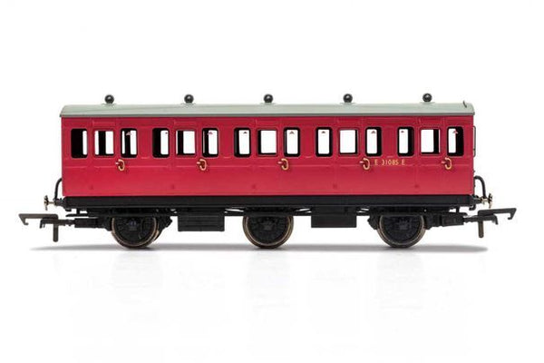 R40124A HORNBY BR 6 WHEEL COACH 3RD CLASS FITTED LIGHTS E31085 - ERA 4