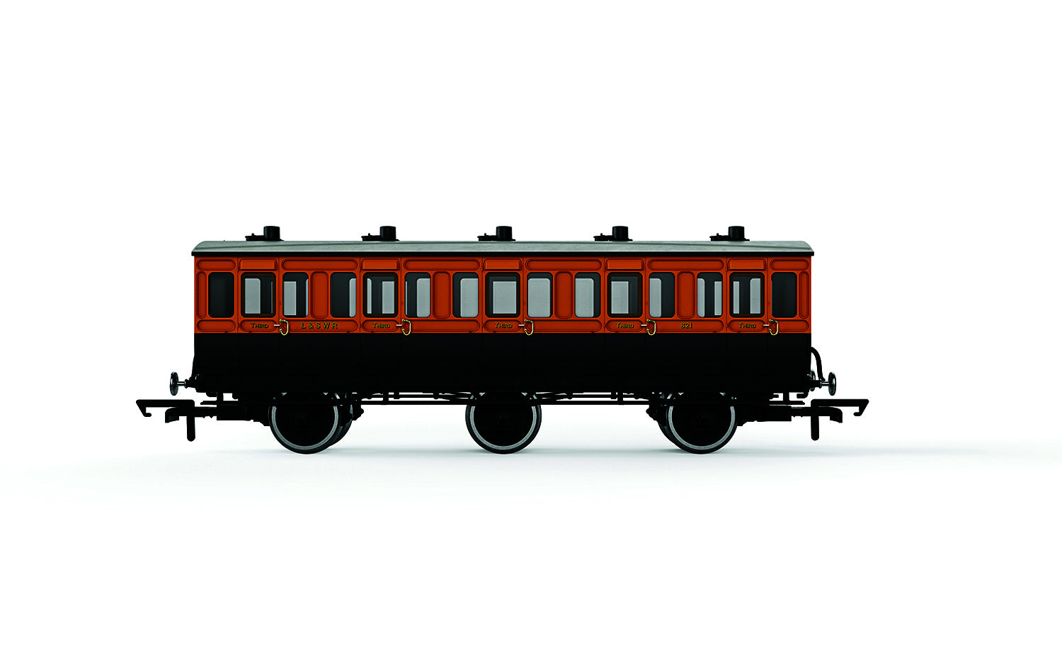 R40291 HORNBY LSWR 6 WHEEL COACH 3RD CLASS 821 - ERA 2 Hornby