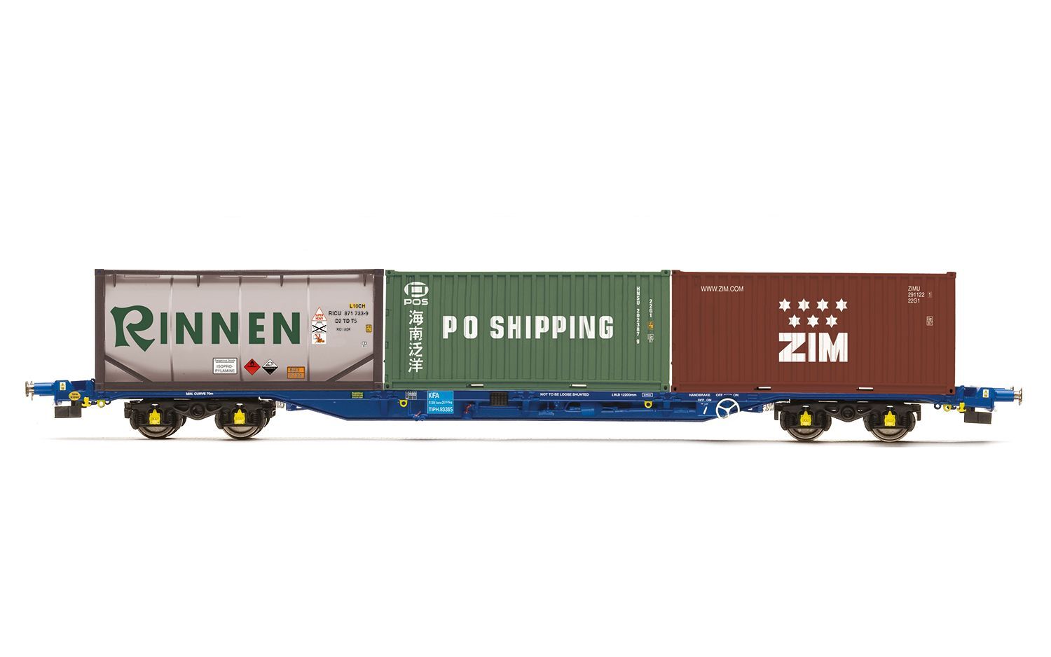 R60239 HORNBY KFA CONTAINER WAGON WITH 2 X 20 CONTAINERS & 1 X 20 TANKTAINER - ERA 11 Hornby