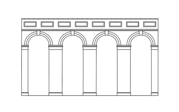 R7372 HORNBY HIGH LEVEL ARCHED RETAINING WALLS X 2 (RED BRICK)