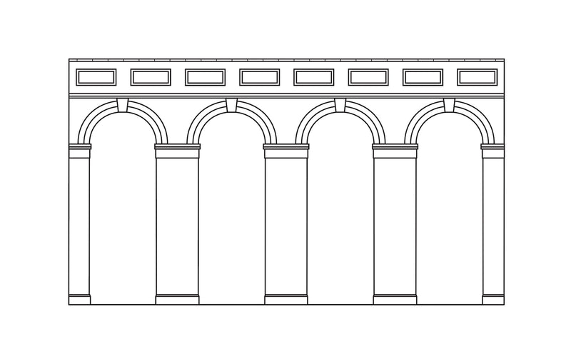 R7372 HORNBY HIGH LEVEL ARCHED RETAINING WALLS X 2 (RED BRICK)