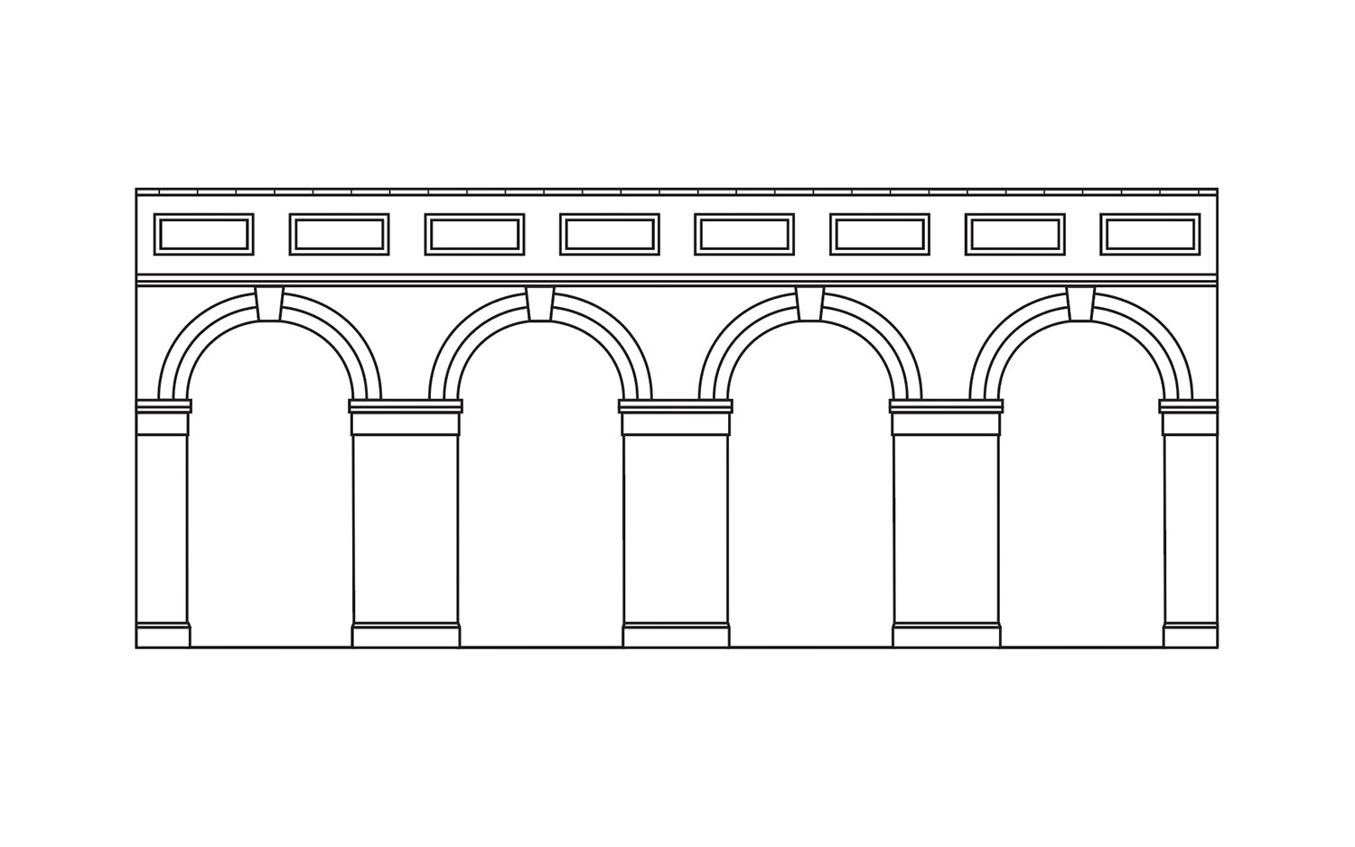 R7385 HORNBY MID LEVEL ARCHED RETAINING WALLS X2 (ENGINEERS BLUE BRICK) Hornby