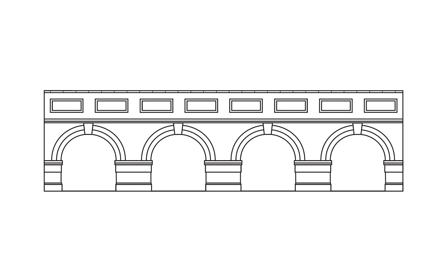 R7388 HORNBY LOW LEVEL ARCHED RETAINING WALLS X2 (RED BRICK) Hornby
