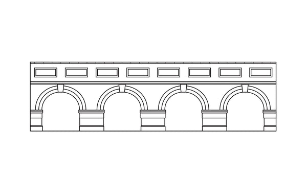 R7389 HORNBY LOW LEVEL ARCHED RETAINING WALLS X2 (ENGINEERS BLUE BRICK)