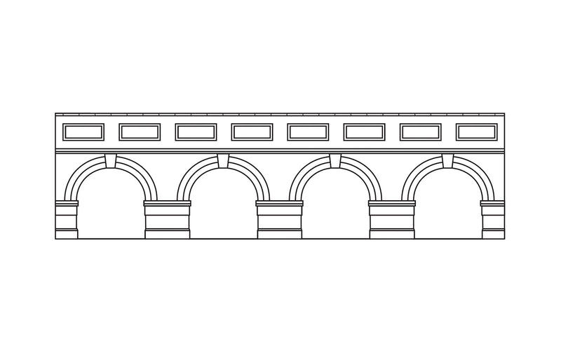 R7389 HORNBY LOW LEVEL ARCHED RETAINING WALLS X2 (ENGINEERS BLUE BRICK)