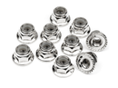 HPI-103729 HPI Serrated Flange Lock Nut M4 (Silver/10Pcs) [103729] HPI