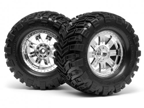 HPI-4726 HPI Mounted Super Mudders Tire 165X88mm On Ringz Wheel Shiny Chrome [4726]