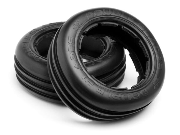 HPI-67966 HPI DOUBLE BLADES TIRE (WHITE/BAJA 5B/FRONT/2PCS) [67966]
