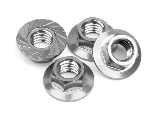 HPI-87266 HPI 87266 SERRATED FLANGE NUT M4 (SILVER/4PC)