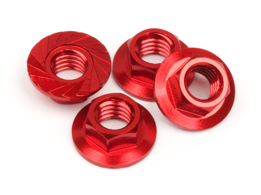 HPI-87269 HPI 87269 SERRATED FLANGE NUT M4 (RED/4PC)