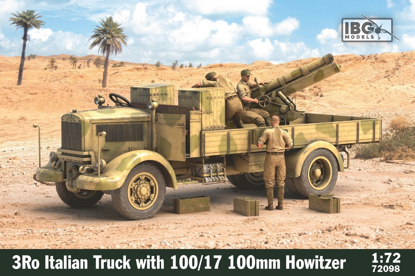 IBG72098 IBG 1/72 3Ro Italian Truck with 100/17 100mm Howitzer Plastic Model Kit [72098] IBG Models