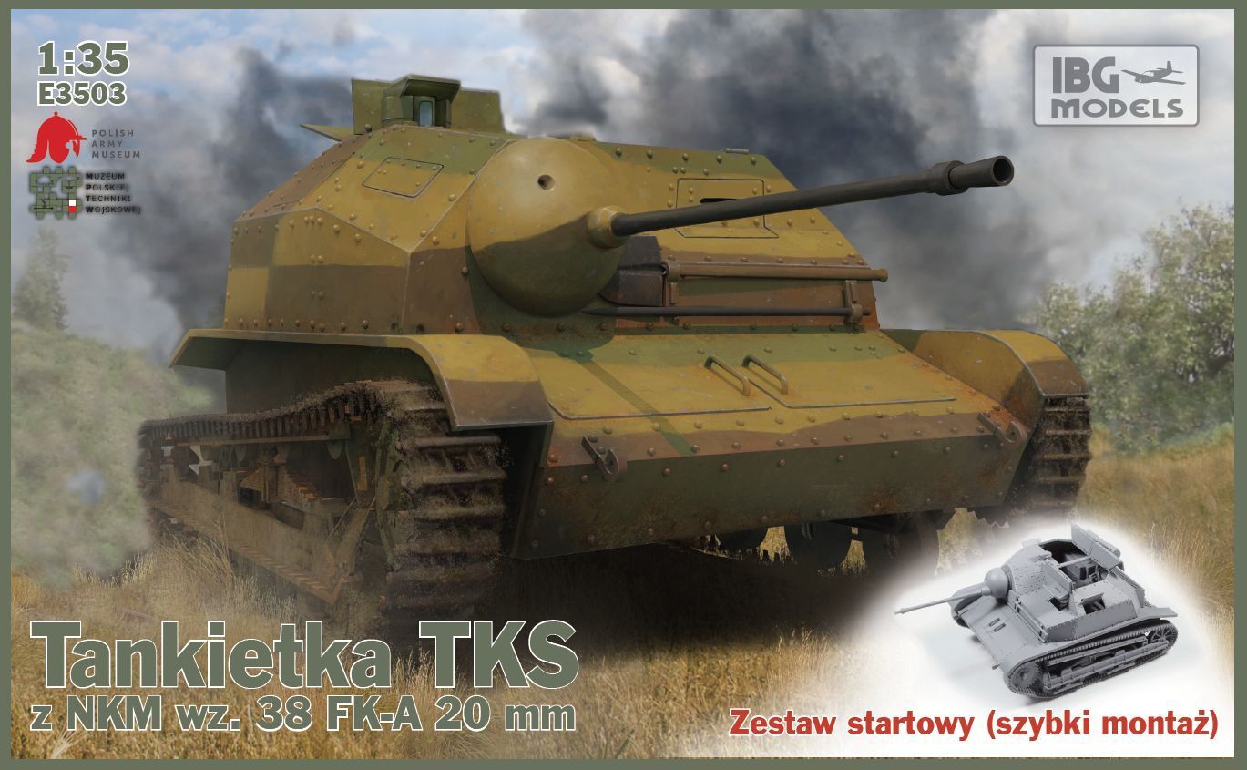 IBGE3503 IBG 1/35 TKS Tankette with 20mm Gun Quick Build Tracks Plastic Model Kit [E3503] IBG Models