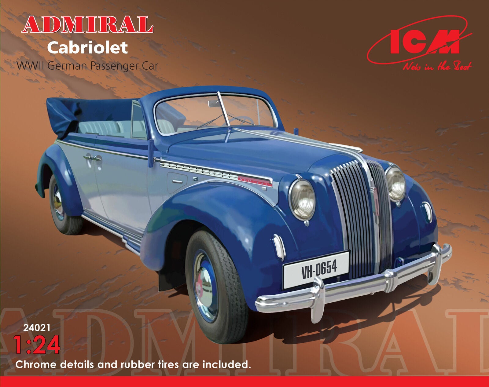ICM 1/24 Admiral Cabriolet WWII German Passenger Car Plastic Model Kit