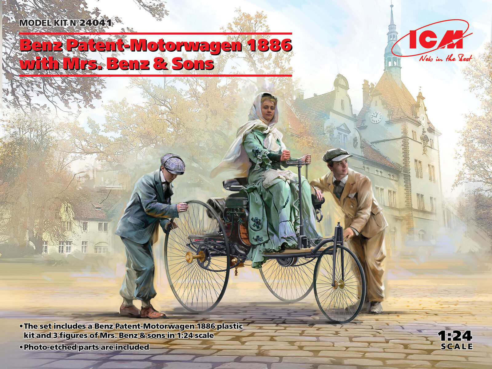 ICM 1/24 Benz Patent-Motorwagen 1886 with Mrs. Benz & Sons Plastic Model Kit