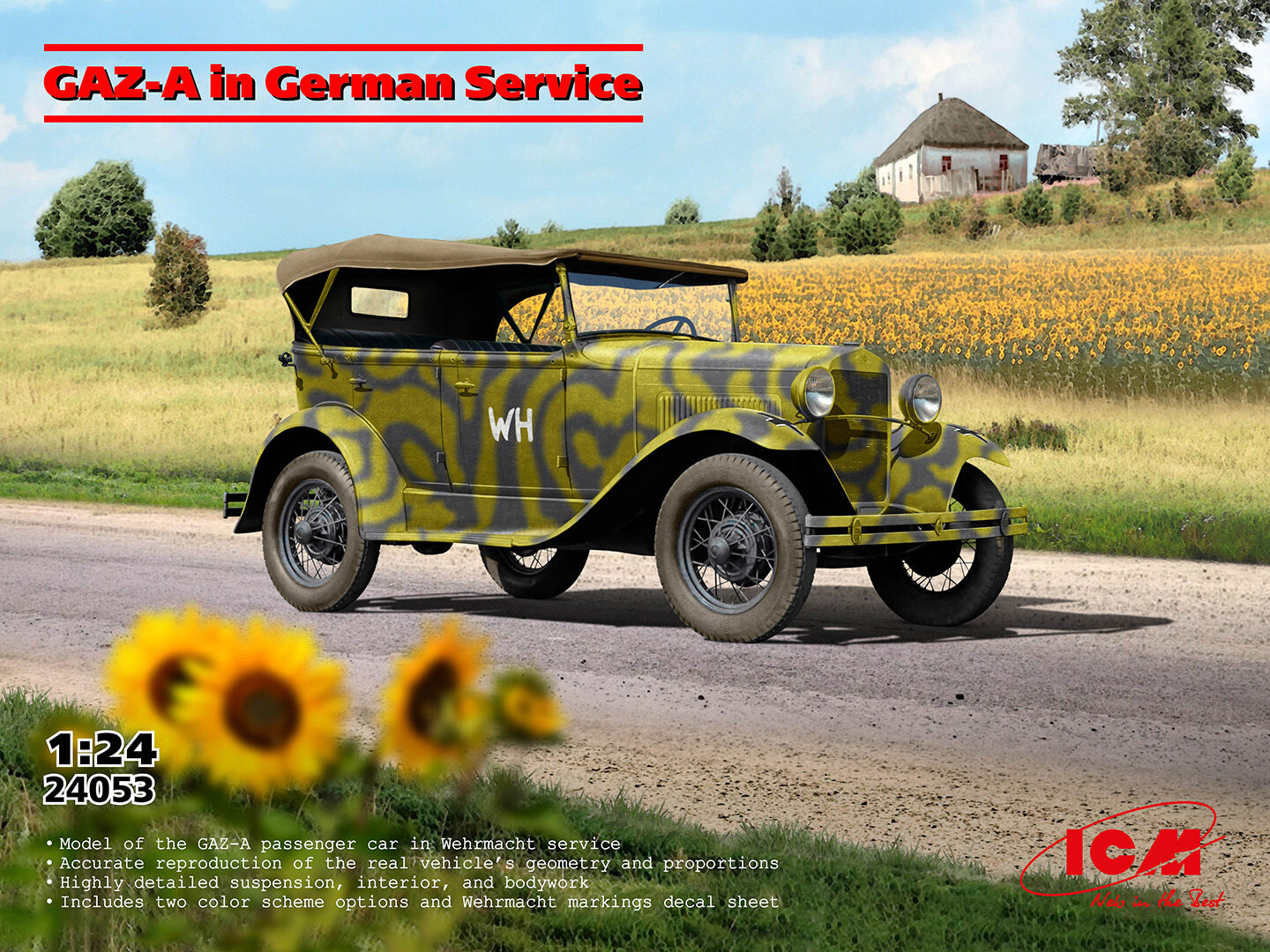 ICM 1/24 GAZ-A in German Service Plastic Model Kit