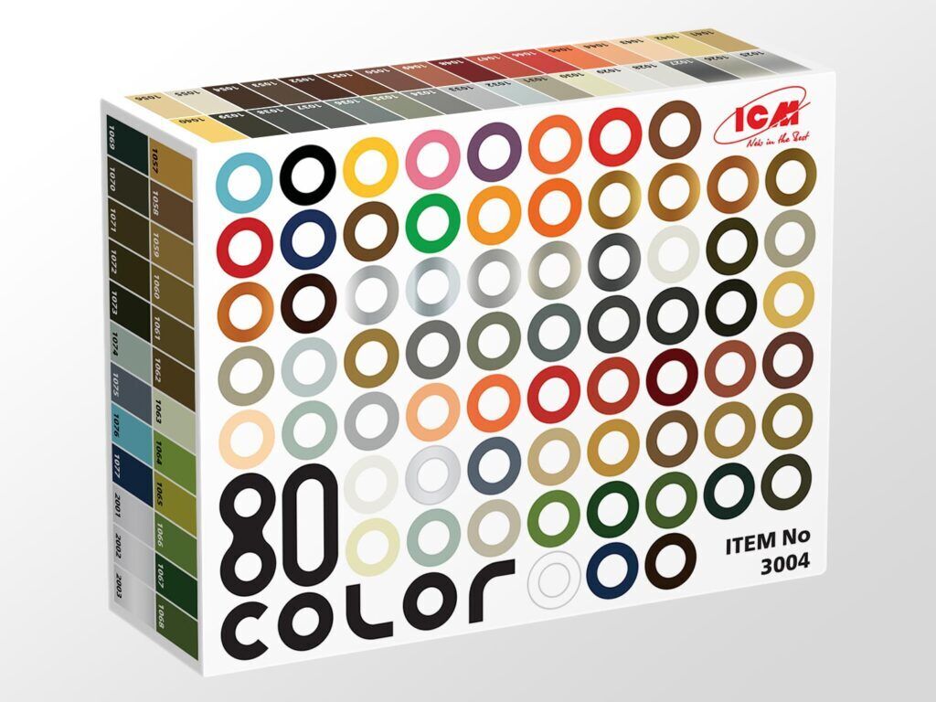 ICM Acrylic Paint Set: 80 pcs (77 color + 3 varnishes) - 80 Colours