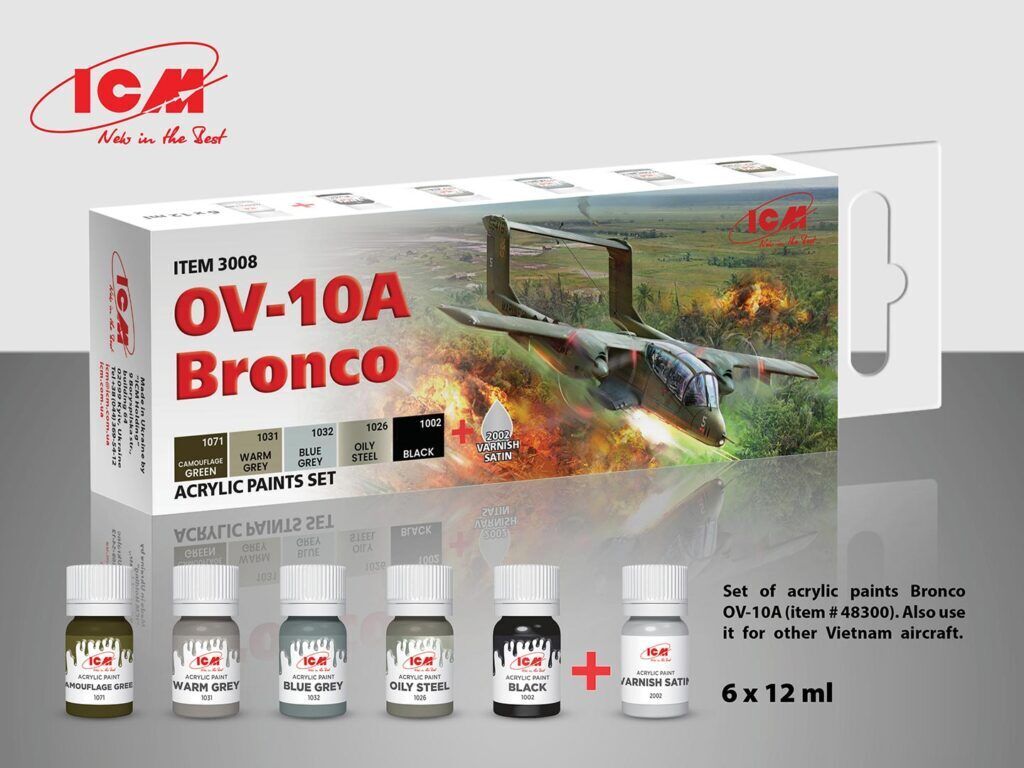 ICM Acrylic Paint Set: OV-10A Bronco and other Vietnam aircraft - 6 Colours