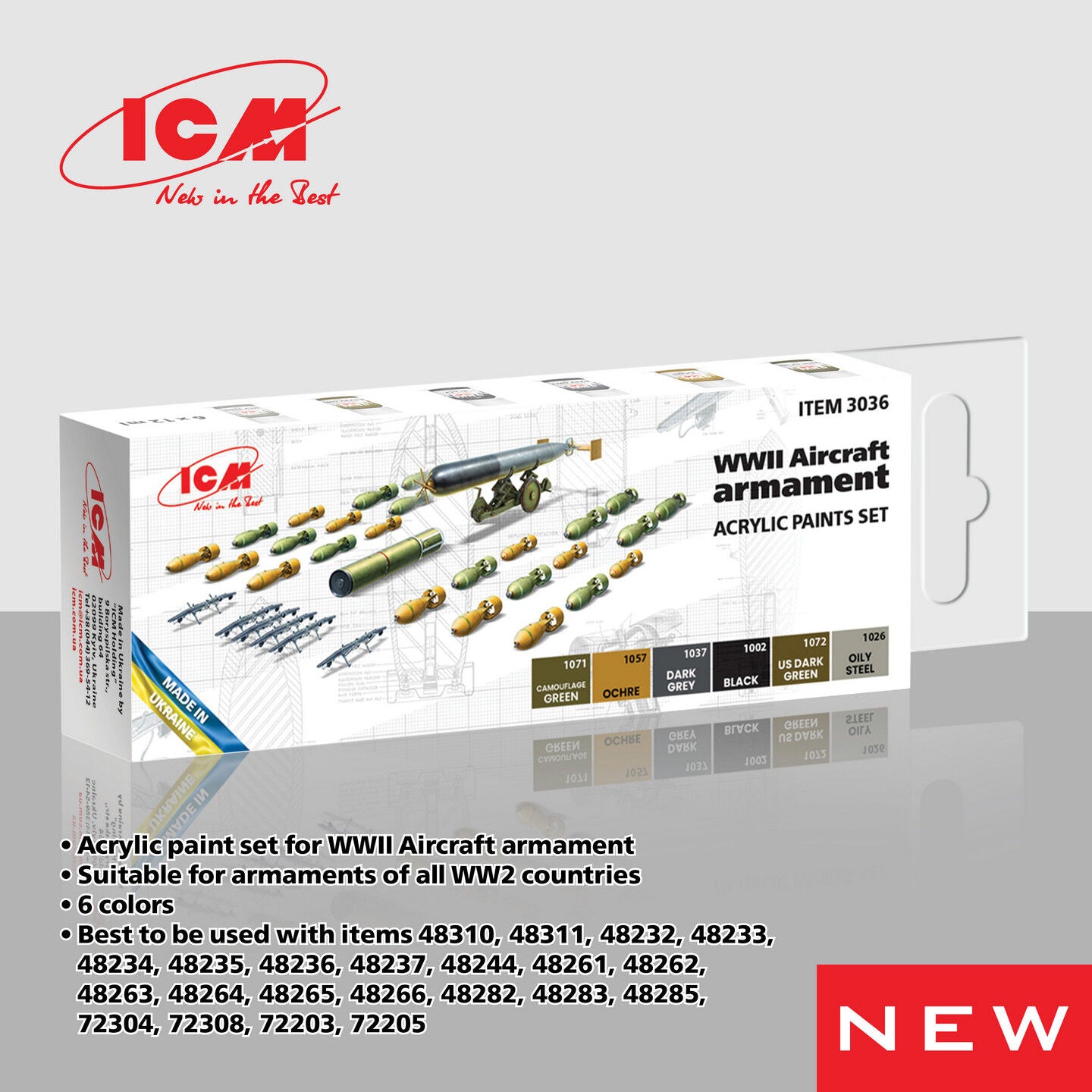 ICM Acrylic Paint Set: WWII Aircraft armament - 6 Colours