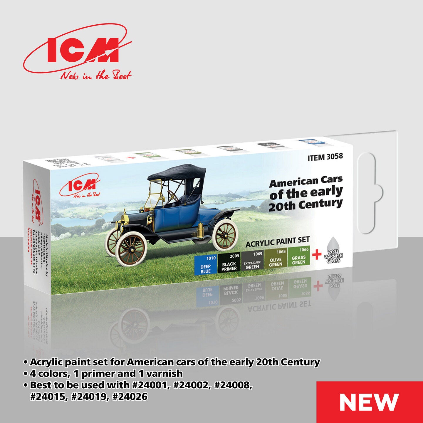 ICM Acrylic Paint Set: American cars of the early ?? - 6 Colours