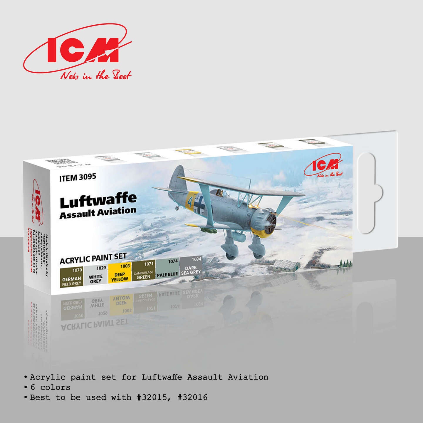 ICM Acrylic Paint Set: Luftwaffe Assault Aviation - 6 Colours