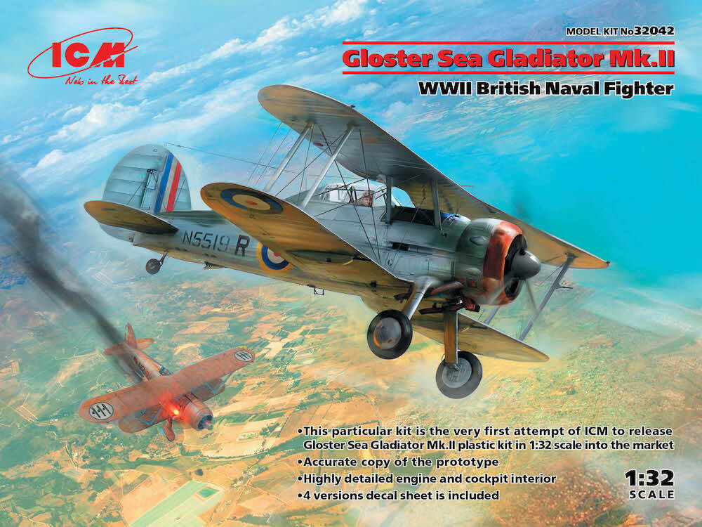 ICM 1/32 Gloster Sea Gladiator Mk.II WWII British Naval Fighter Plastic Model Kit