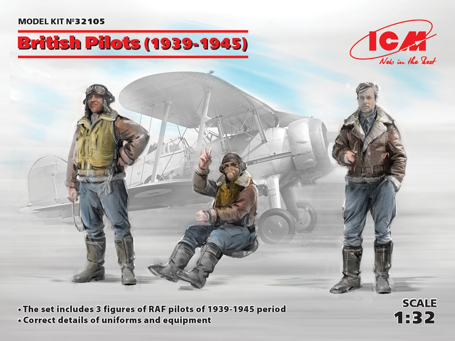 ICM 1/32 British Pilots (1939-1945) (3 Figures) Plastic Model Kit