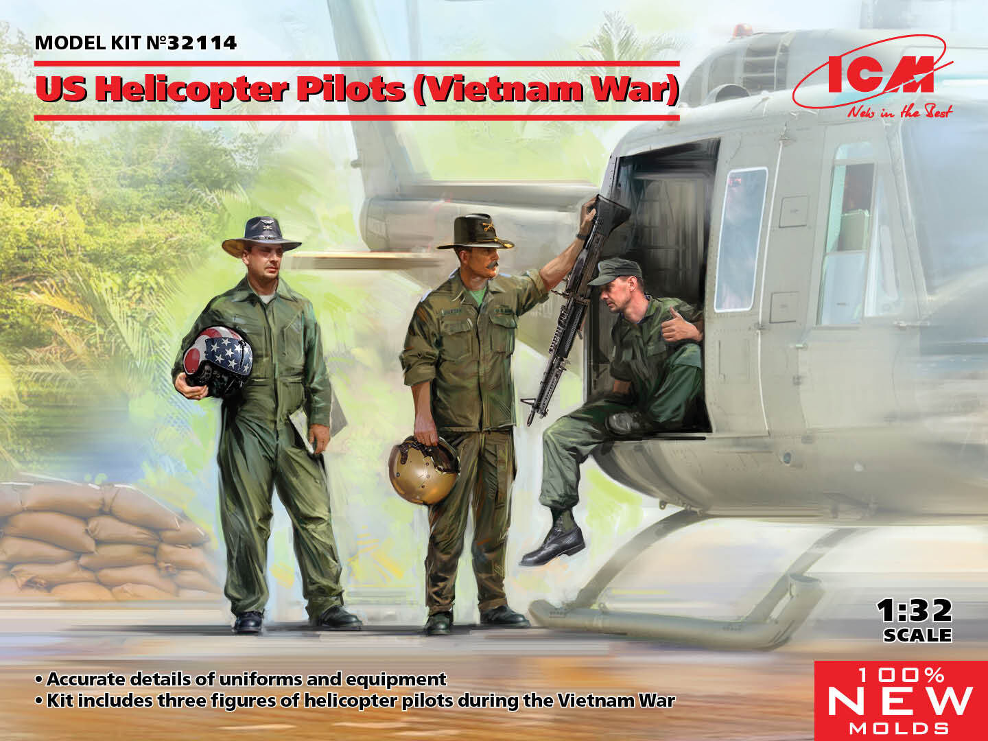 ICM 1/32 US Helicopter Pilots (Vietnam War) Plastic Model Kit