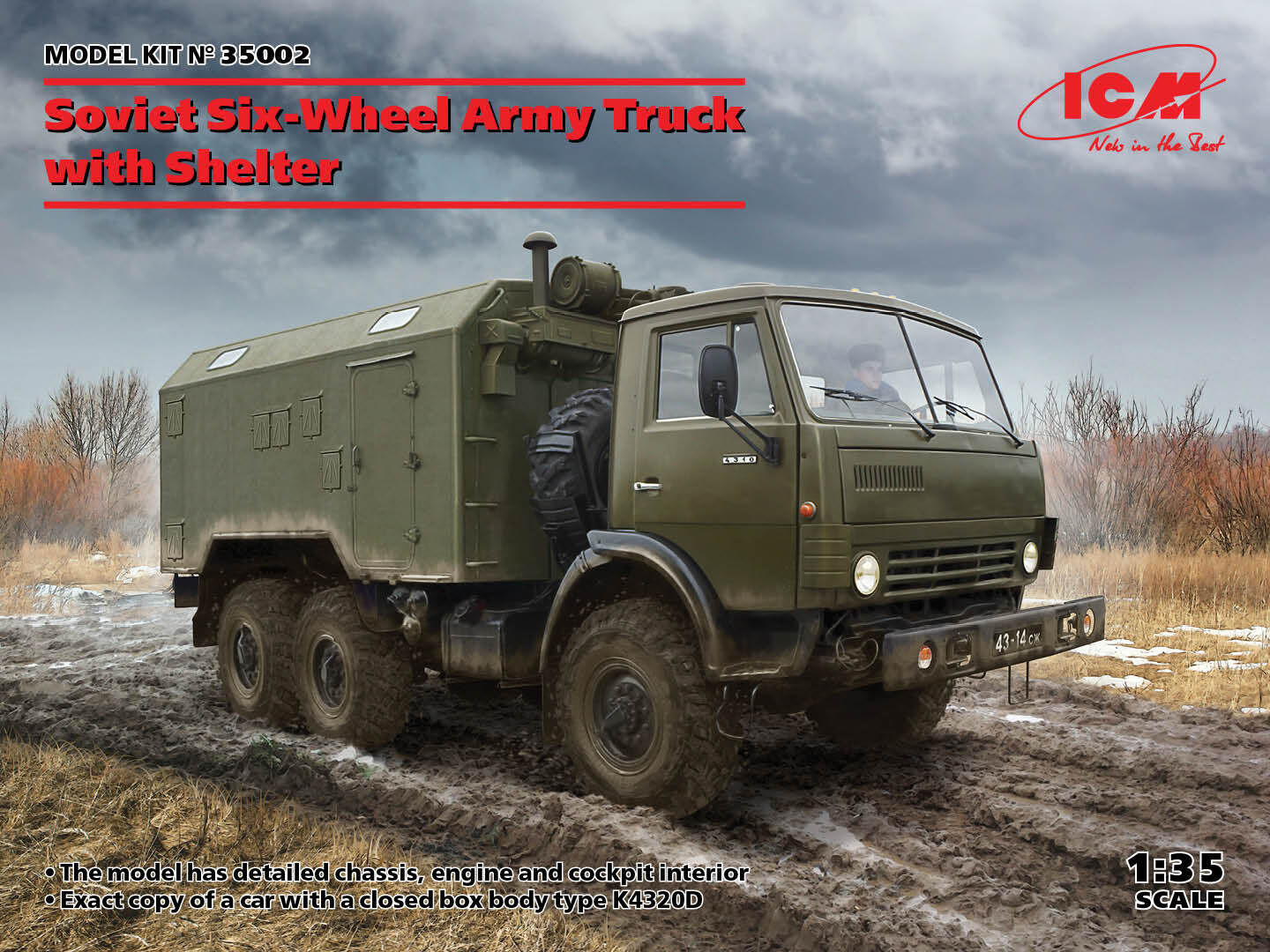 ICM 1/35 Soviet Six-Wheel Army Truck with Shelter Plastic Model Kit