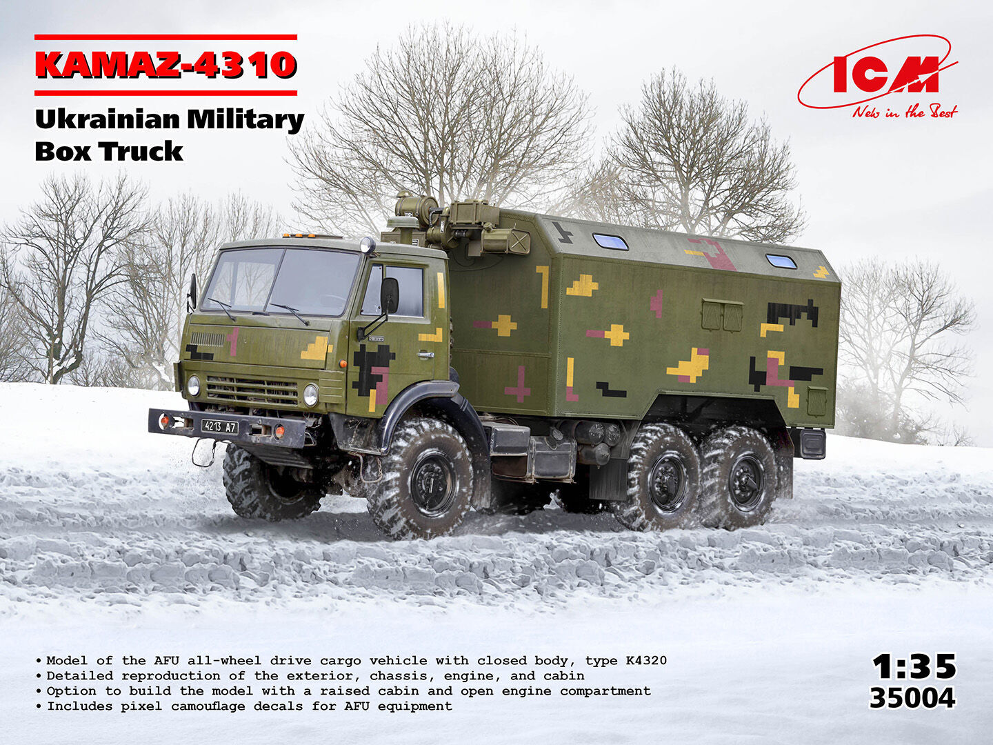 ICM 1/35 KAMAZ-4310 Ukrainian Military Box Truck Plastic Model Kit