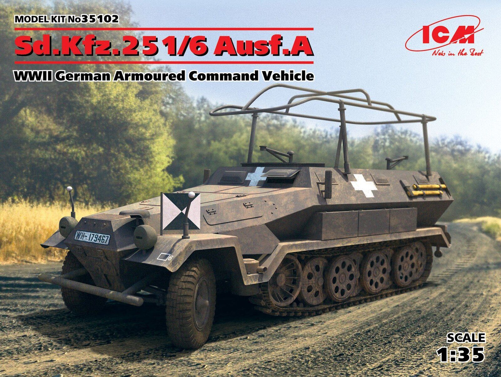 ICM 1/35 Sd.Kfz.251/6 Ausf.A WWII German Armoured Command Vehicle Plastic Model Kit