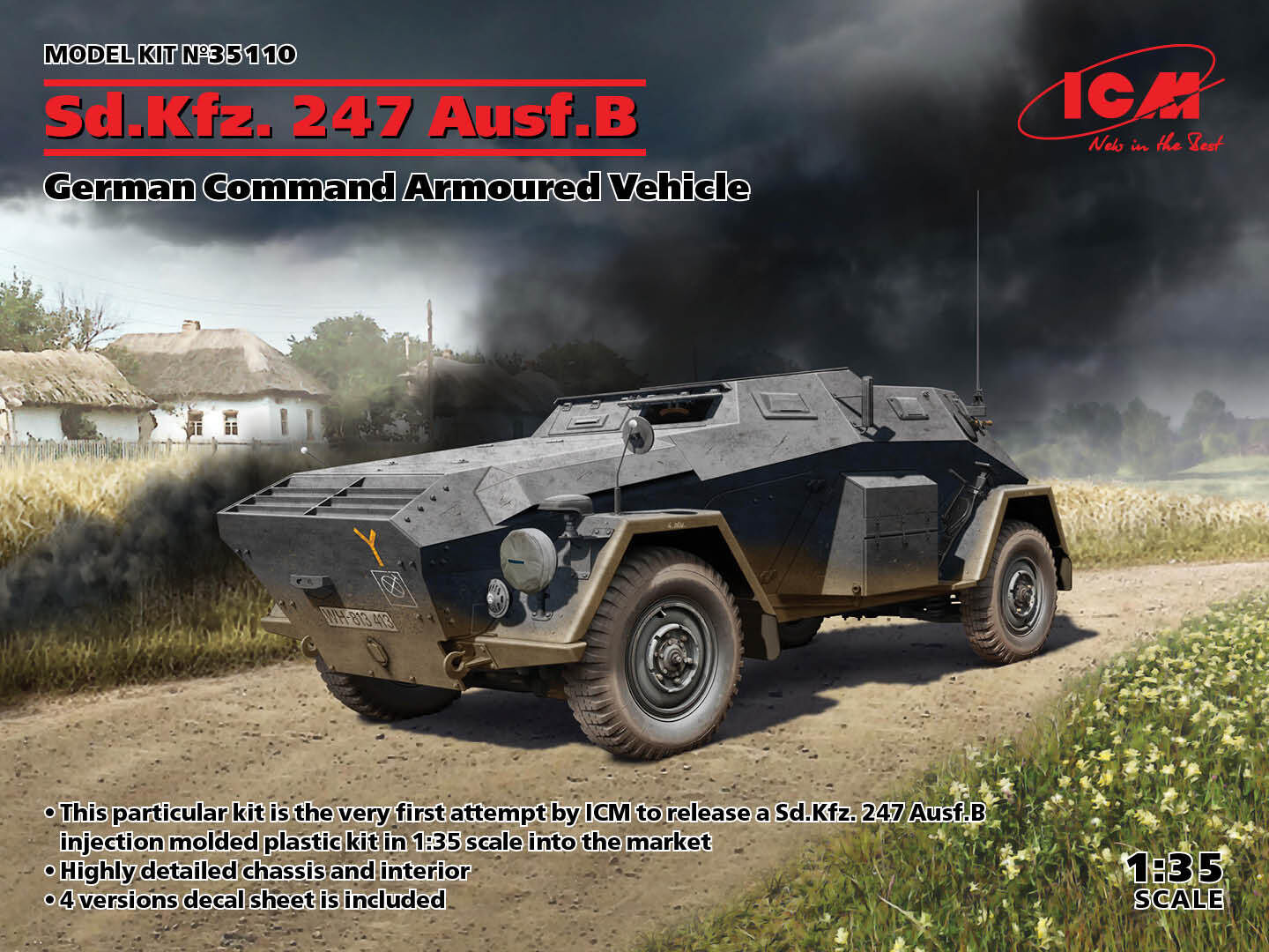 ICM 1/35 Sd.Kfz. 247 Ausf.B German Command Armoured Vehicle Plastic Model Kit