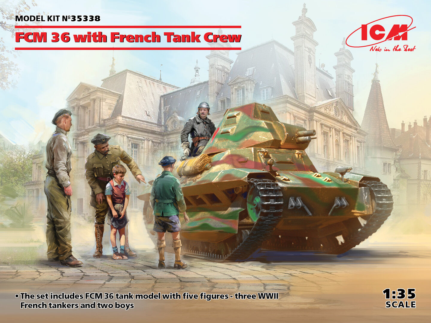 ICM 1/35 FCM 36 with French Tank Crew Plastic Model Kit