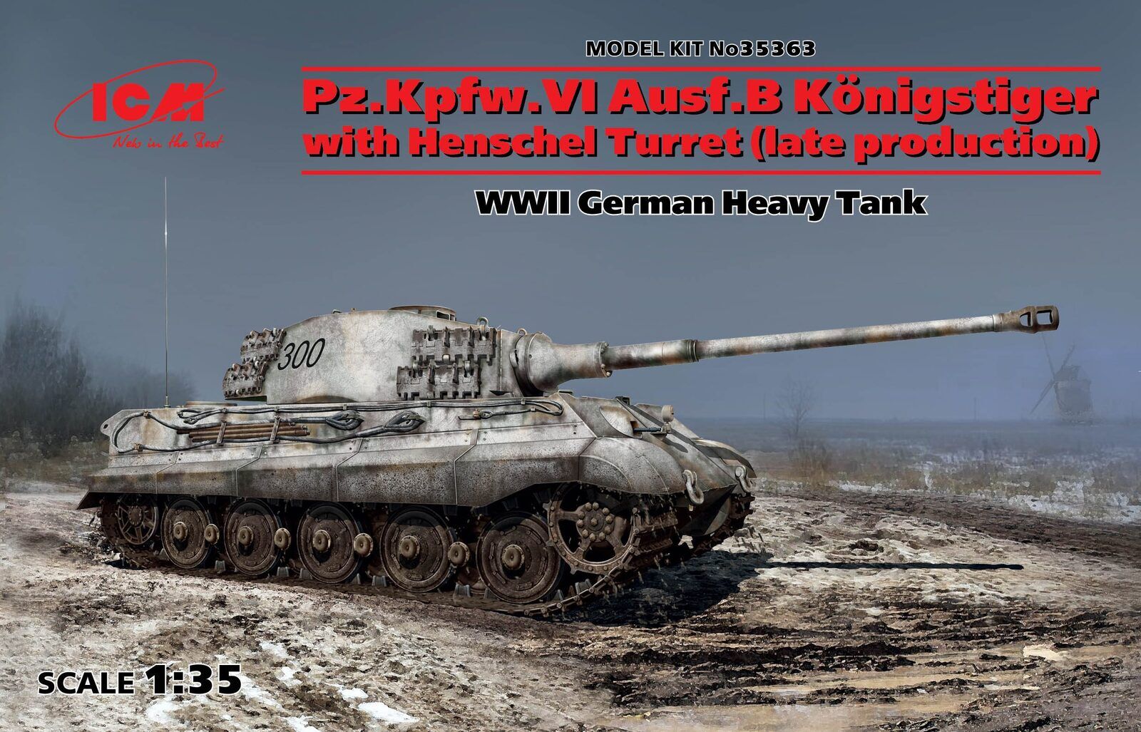 ICM 1/35 Pz.Kpfw.VI Ausf.B King Tiger with Henschel Turret (Late Production) WWII German Heavy Tank Plastic Model Kit