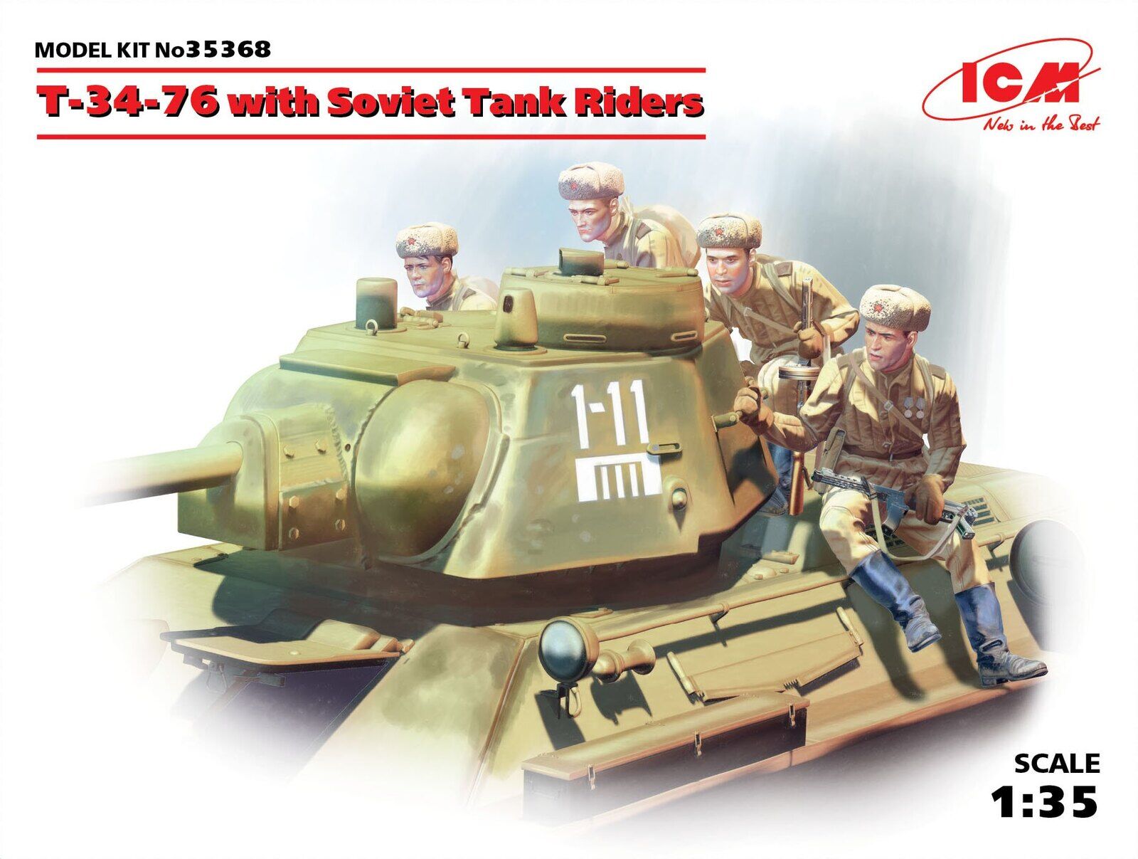ICM 1/35 T-34-76 with Soviet Tank Riders Plastic Model Kit